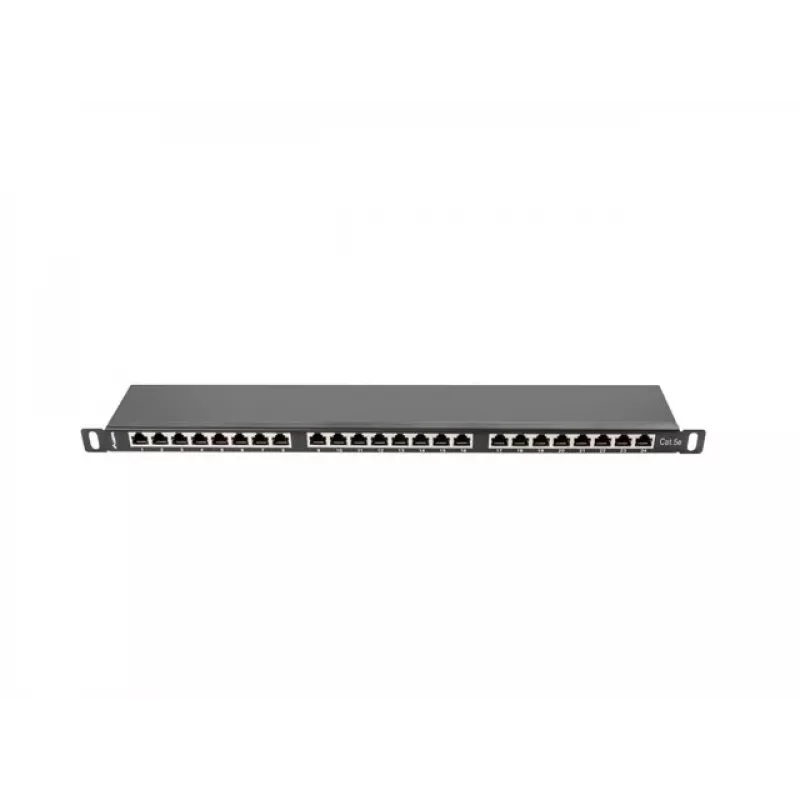 Patch panel LANBERG PPS5-0024-B 24 prievadų CAT5e, metalinis, 0,5U, 445×99×22,3 mm, juodas