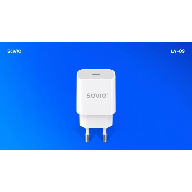 Sieninis įkroviklis 20W LA-09 USB-C QC, PD 3.0 Savio SAVLA-09