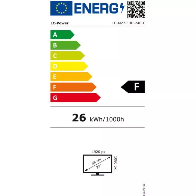 68.6 cm / 27 colių (1920x1080) LC-Power LC-M27-FHD-240-C Žaidimų Lenktas 16:9 1ms 240Hz 3xHDMI DisplayPort VESA Full HD Juodas