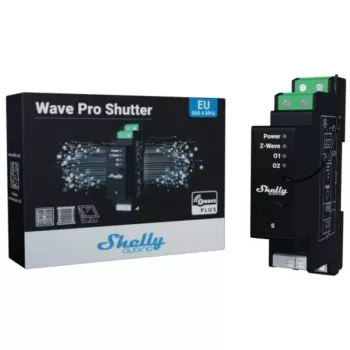 Valdymo modulis žaliuzėms Shelly Wave Pro Shutter, juodas, plastikinis korpusas, 110–240 V AC, 50–60 Hz, 0.3 W, 19×69×94 mm