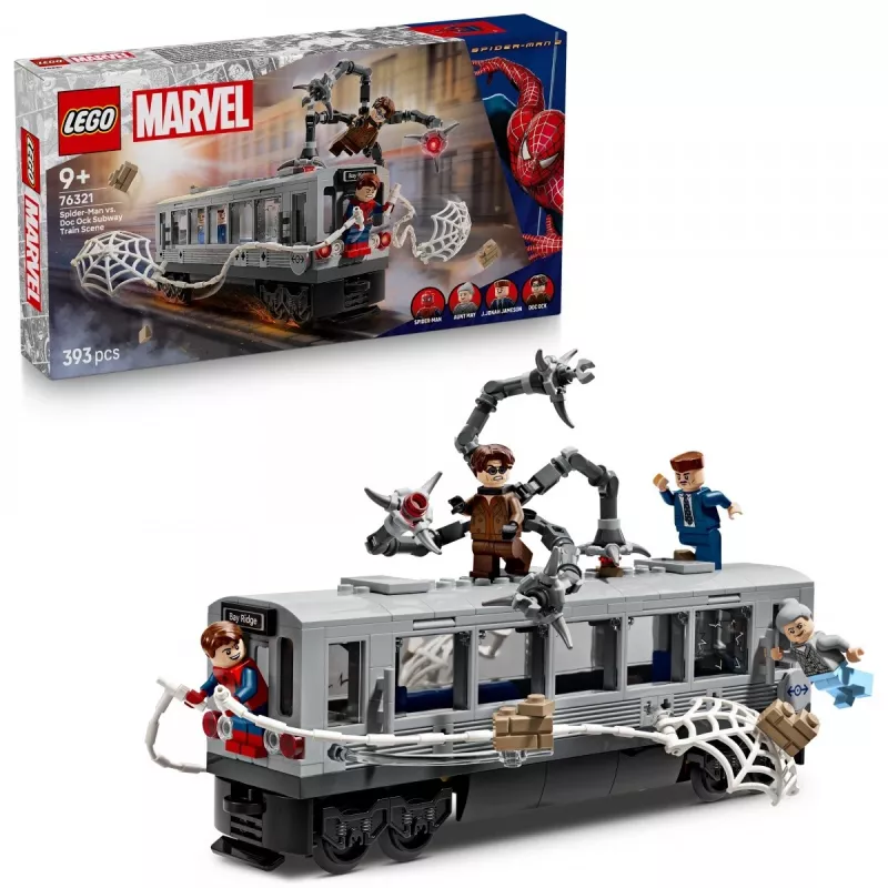 Konstrukcinis žaislas LEGO Marvel Super Heroes 76321 Spider-Man Doc Ock Subway Showdown, 393 detalės, 4 minifigūrėlės, nuo 9 metų