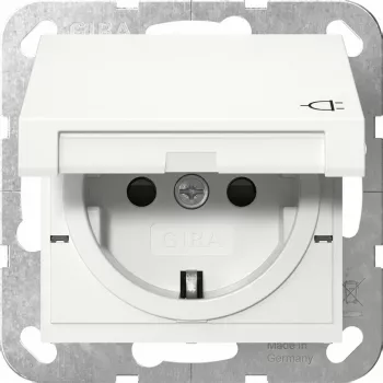 Kištukinis lizdas Schuko GIRA System 55, baltas, IP44, 220–250 V, 50/60 Hz, gylis 32 mm