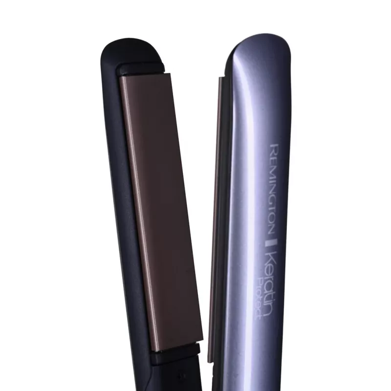 Tiesintuvas Remington S8598 Warm Black Grey – keraminės plokštelės 11 cm, 5 šildymo lygiai, 160–230 °C, 3 m laidas, laikymo dėklas