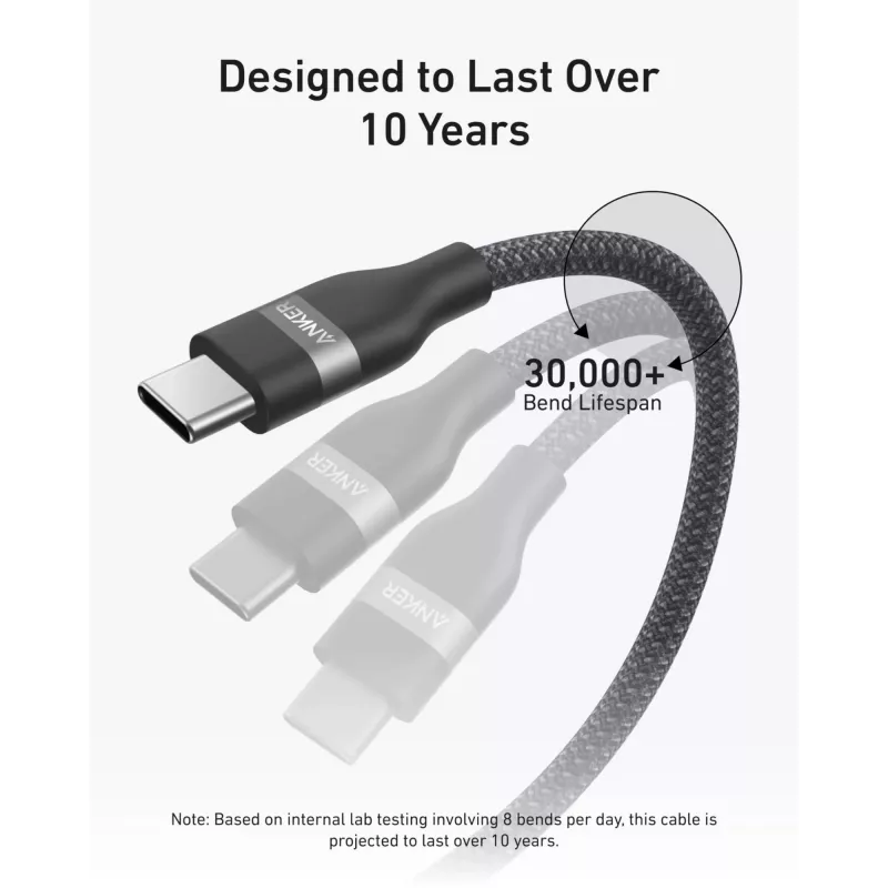USB-C į USB-C laidas Anker A82E2 — 0,9 m, USB C į USB C, juodas