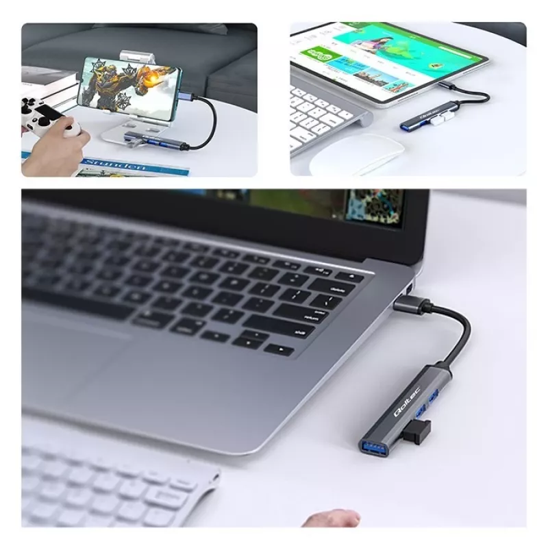 USB šakotuvas QOLTEC 53792, USB-C 3.1 į 4 prievadus (USB 3.0 x1, USB 2.0 x3)