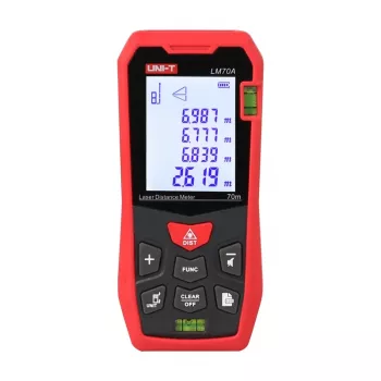Lazerinis nuotolio matuoklis UNI-T LM70A – 70 m matavimo atstumas, 1 mm tikslumas