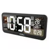 Didelis skaitmeninis laikrodis sieninis / ant stovo su temperatūros jutikliu 37x17 cm LCD ekranas, maitinamas adapteriu ir baterijomis