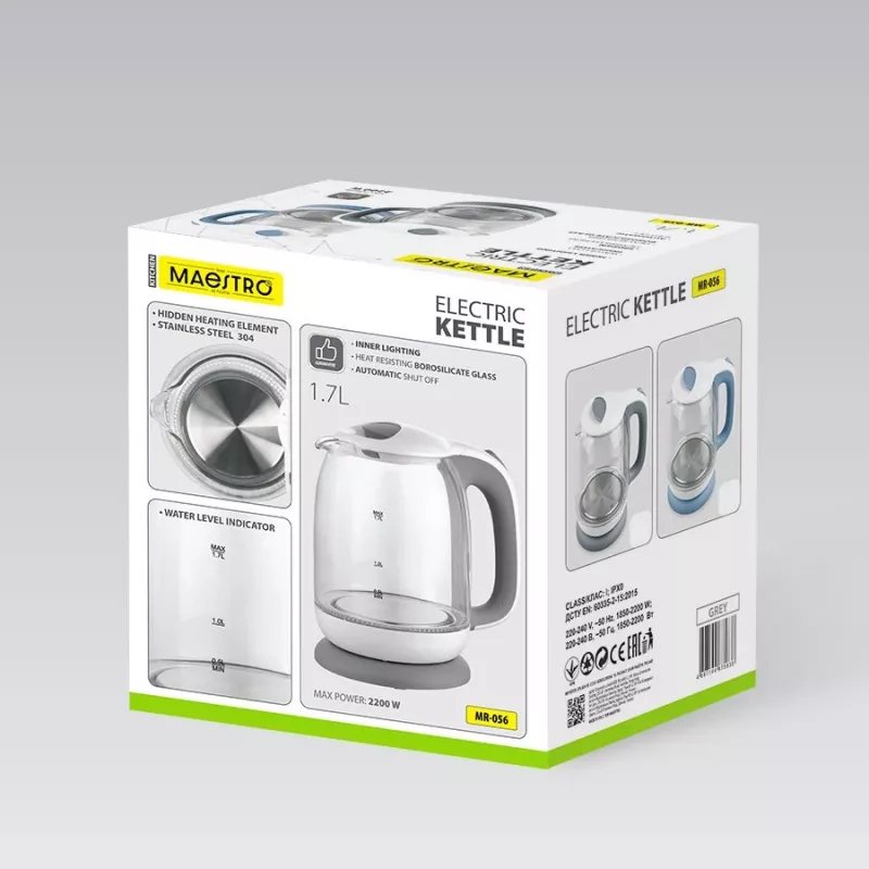 Elektrinis stiklinis virdulys Maestro MR-056-GREY 1.7 L 2200 W