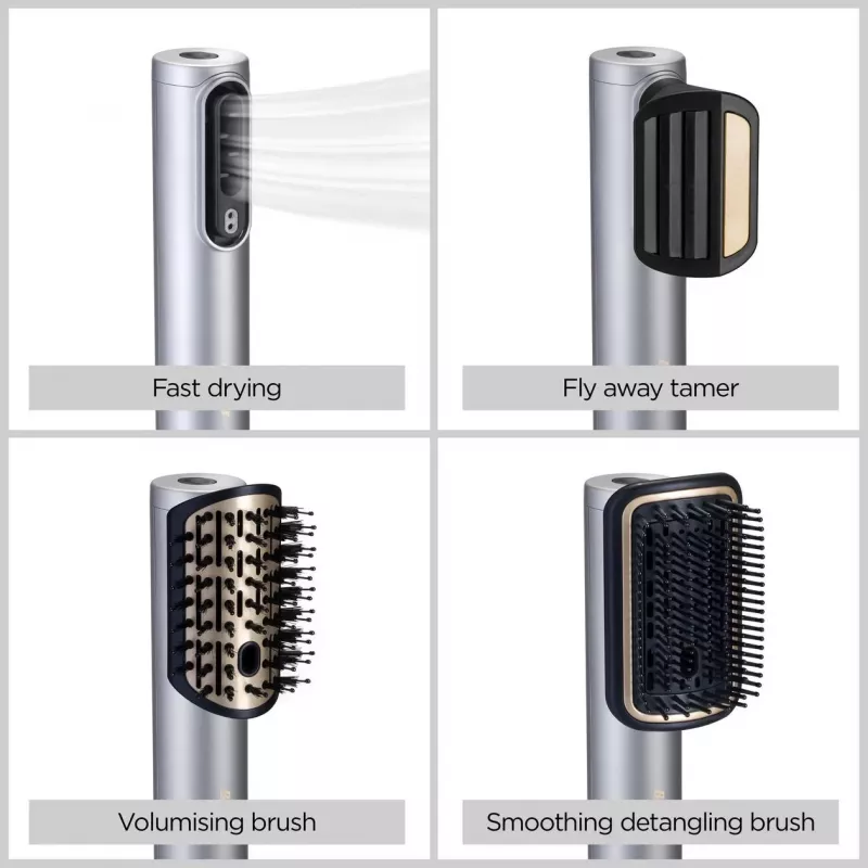 Plaukų formavimo rinkinys BABYLISS AS6555E — Airflow technologija, 4 šildymo lygiai, 2,5 m laidas, sidabrinis/auksinis