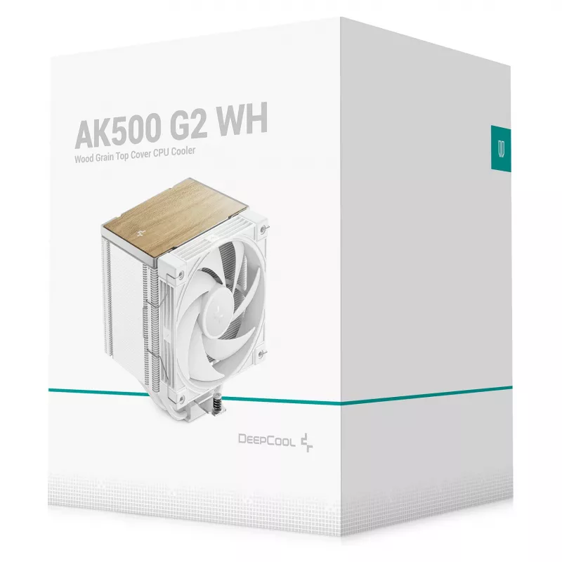 Oro procesoriaus aušintuvas DeepCool AK500 G2 WH, 120 mm ventiliatorius, maks. oro slėgis 3.33 mmH2O, 117×129×159 mm, baltas