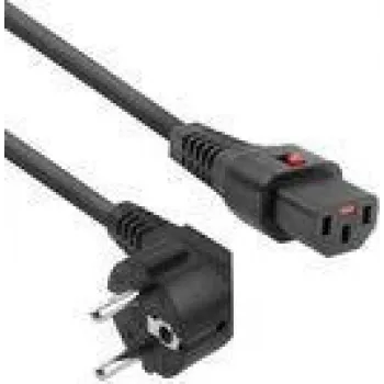 ACT Powercord EL234S maitinimo laidas, CEE 7/7 kištukas (kampuotas) – C13 IEC Lock, juodas, 3 m