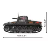Konstrukcinis rinkinys Cobi Panzer I Ausf. B – 654 detalės, detalaus tanko modelio rinkinys