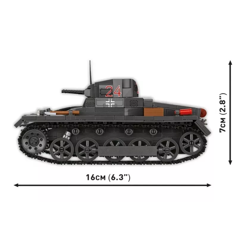 Konstrukcinis rinkinys Cobi Panzer I Ausf. B – 654 detalės, detalaus tanko modelio rinkinys