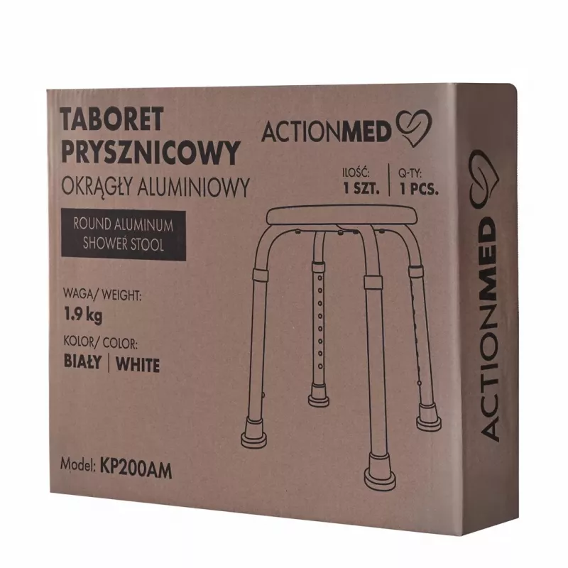 Apvali aliuminė dušo taburetė