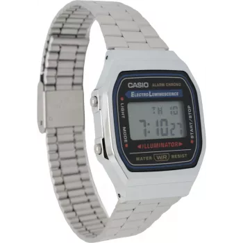 Skaitmeninis laikrodis CASIO A168WA sidabrinis, universalus, LED ekranas, atsparus vandeniui
