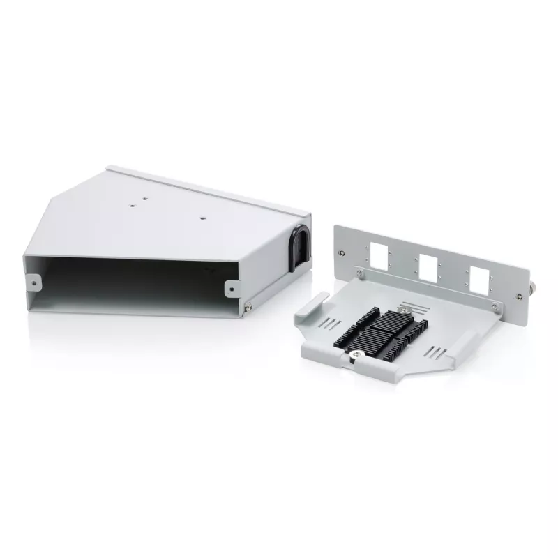 DIN bėgelio šviesolaidžių suvirinimo skirstytuvas DIGITUS DN-96894 — kampuotas, 6 SC SX / LC DX, aliuminis, pilkas