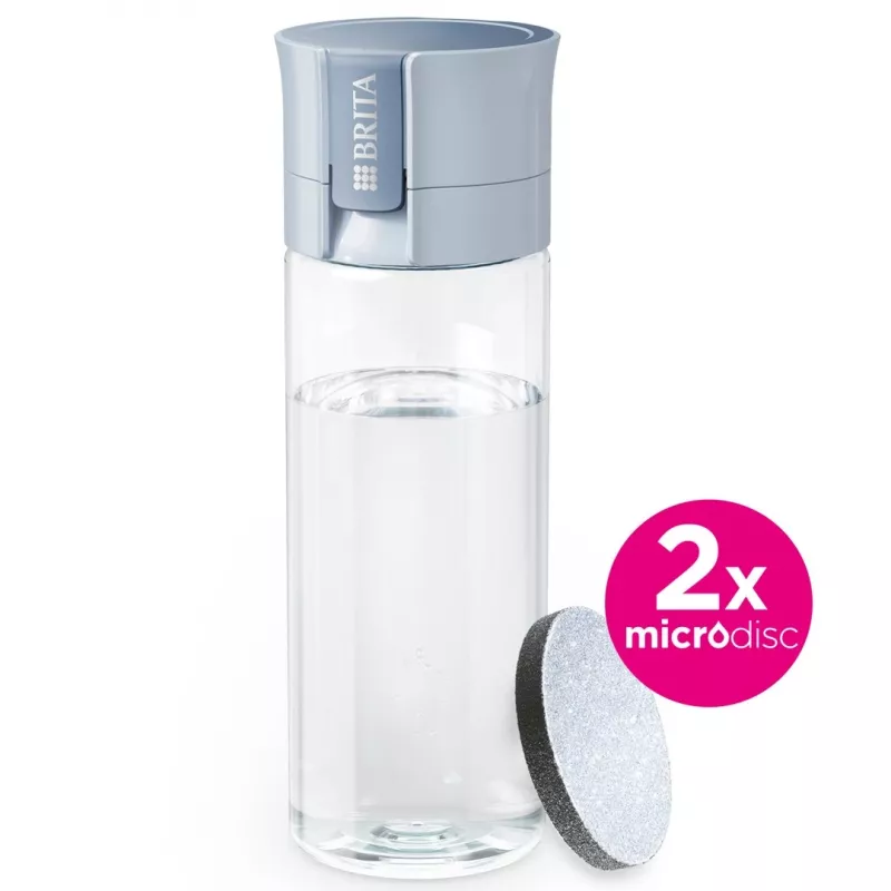 Filtravimo butelis BRITA Vital Pastel Blue 600 ml su 2 MicroDisc filtrais, be BPA, tinkamas plauti indaplovėje