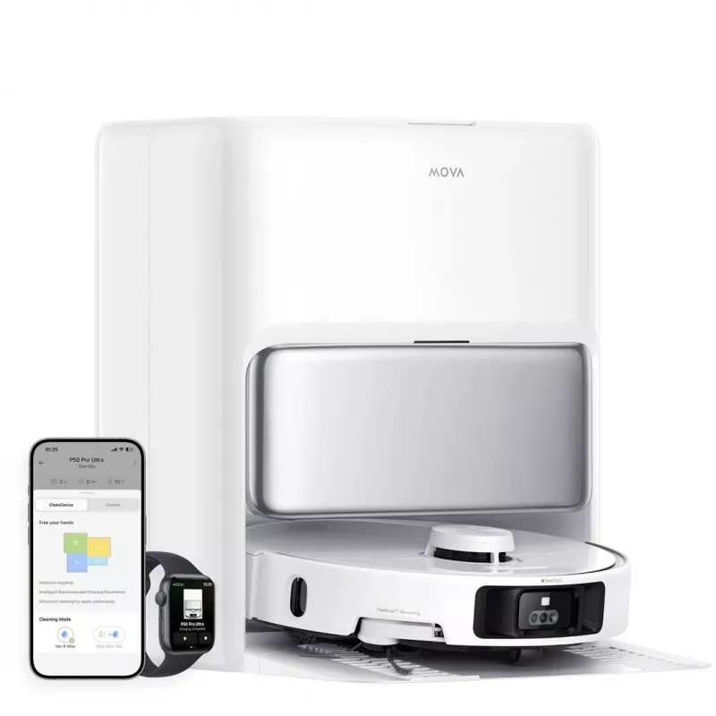 Robotinis siurblys su šluostymu MOVA Tech P50 Pro Ultra Bagless White