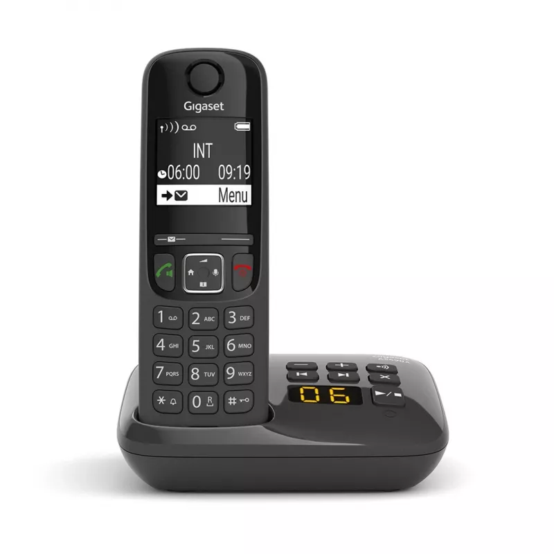 Gigaset AS690A analoginis/DECT telefonas su skambučio numerio atpažinimu, juodas