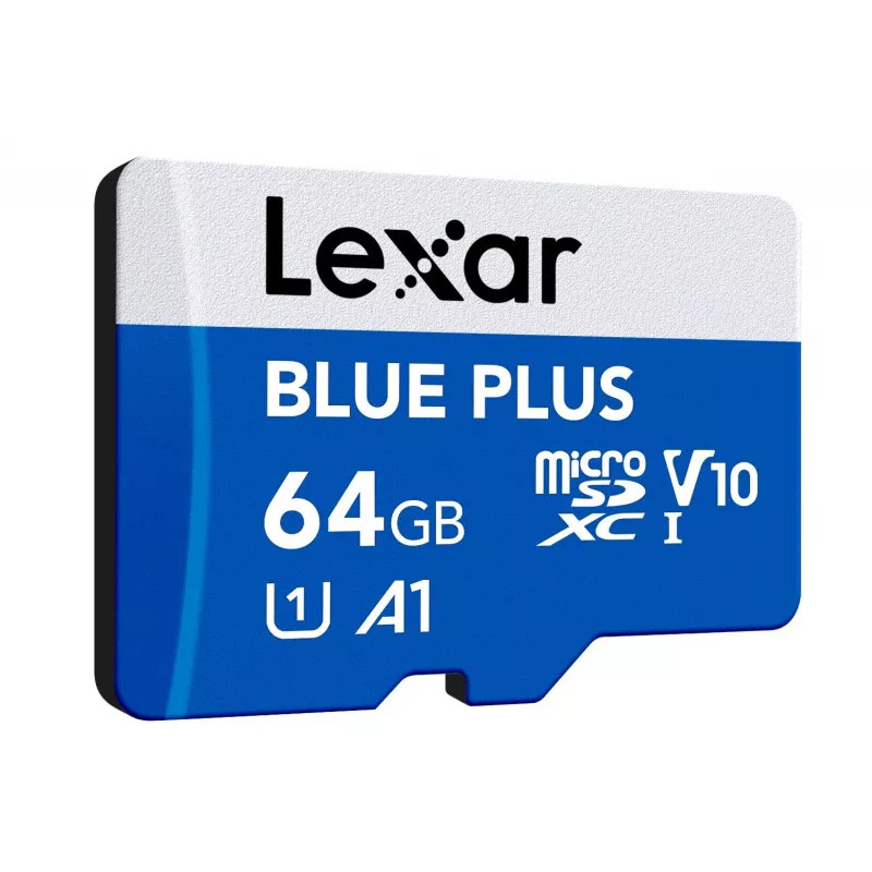 MicroSDXC atminties kortelė Lexar BLUE PLUS 64 GB UHS‑I 100 MB/s U1 V10 (mėlyna)