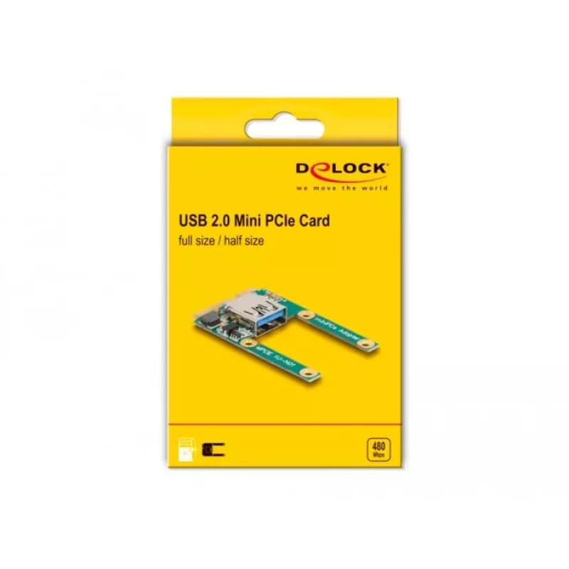 DeLOCK Mini PCIe I/O 1 x USB 2.0 Type-A moteriška pilno dydžio pusės dydžio