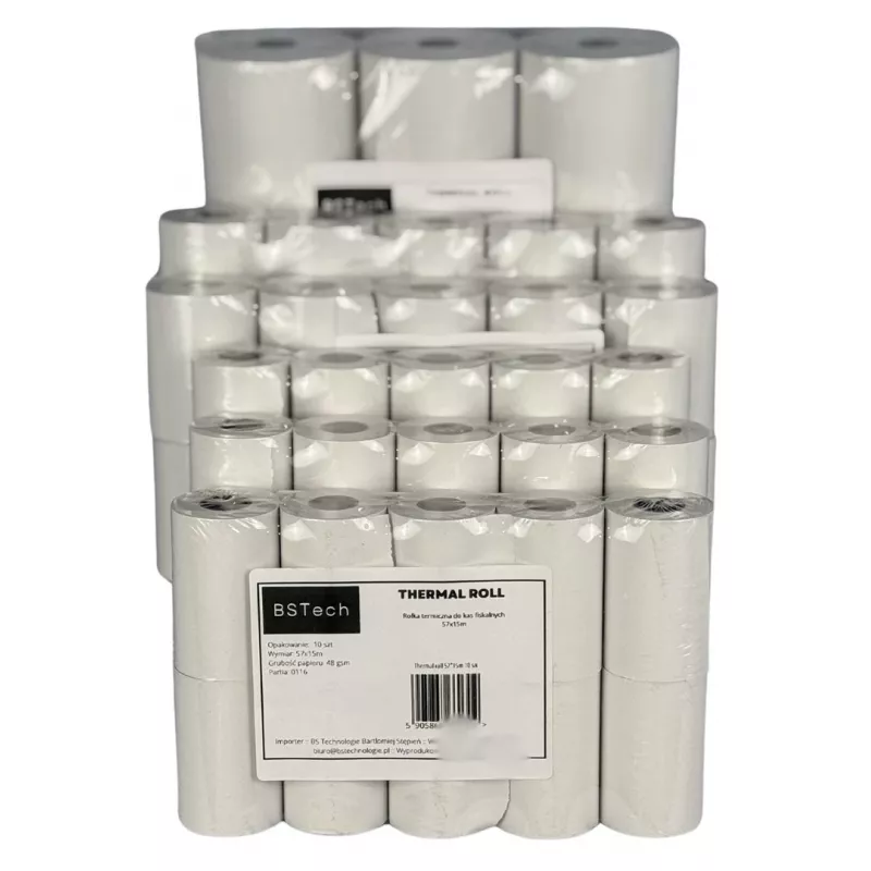 BSTech terminis popieriaus rulonas kasos aparatams fiskaliniams 57x15m 10 vnt.