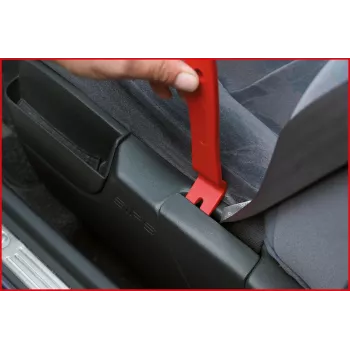 Išmontavimo įrankių rinkinys automobilių apdailai ks tools 911.8105 – 6 vnt. plastikiniai ir metaliniai atidarymo įtvarai