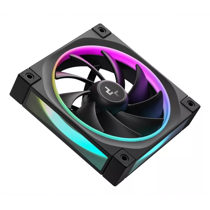 120 mm ventiliatorius DeepCool FL12 3-in-1 juodas, 120×25 mm, 2150 RPM, Fluid Dynamic Bearing, PWM, 55 CFM, 32 dB, 3 vnt. pakuotė