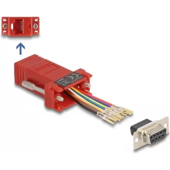 DeLOCK D-Sub 9 kontaktų moteriškas į RJ45 moterišką surinkimo rinkinys raudonas VGA RJ-45