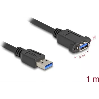 DeLOCK USB laidas USB Type-A kištukas į lizdą 1m 5 Gbps juodas