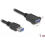 DeLOCK USB laidas USB Type-A kištukas į lizdą 1m 5 Gbps juodas