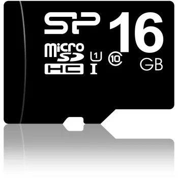 MicroSDHC atminties kortelė Silicon Power 16GB Class 10 UHS-I U1 40 MB/s, atspari vandeniui, juoda