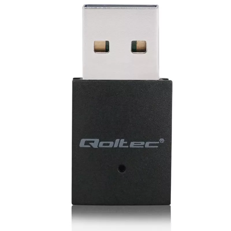 Belaidis Mini USB Wi-Fi adapteris QOLTEC 57007 – vienos juostos 2,4 GHz, iki 150 Mbps, vidinė antena