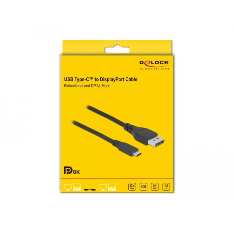 USB Type-C į DisplayPort laidas DeLOCK 86040 8K 60 Hz 1,5 m