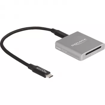 DeLOCK 91006 SD kortelių skaitytuvas, pilkas, USB Type-C, 10000 Mbit/s