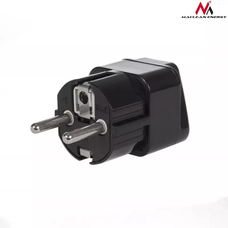 Maitinimo kištuko adapteris Maclean MCE155 NEMA 5-15P → E tipo lizdas, juodas