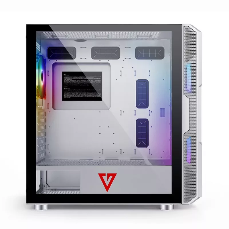 PC korpusas MODECOM AMIRANI ARGB Midi Tower Baltas — ATX/ITX, 35 cm GPU, 16,5 cm aušintuvas, 2x200 mm ventiliatoriai