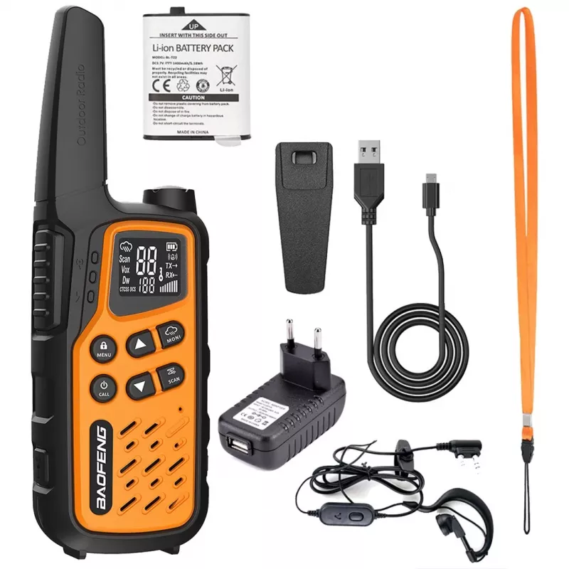 Radiostacija Baofeng BF-T25E Oranžinė, 2 vnt.