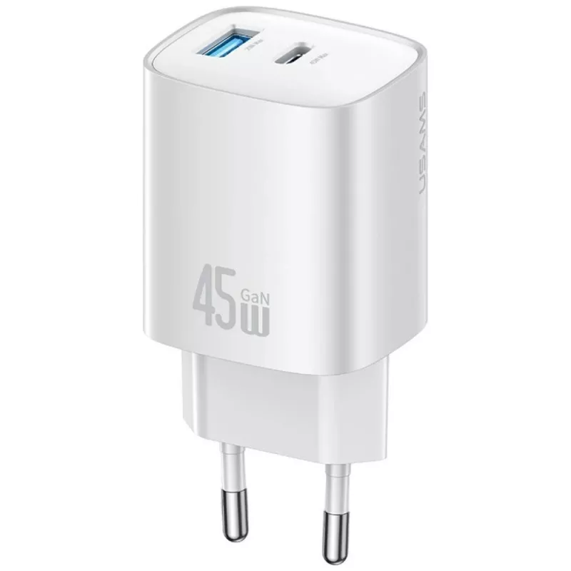 USAMS CC290 T66 45W GaN USB-A + USB-C kroviklis