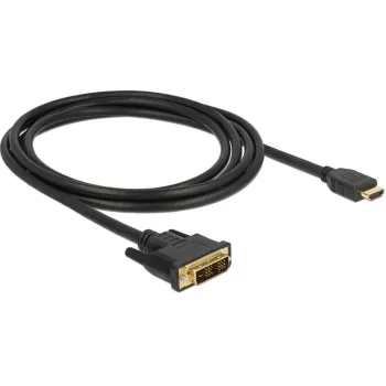 DeLOCK vaizdo kabelis Single Link HDMI / DVI – DVI-D (kištukas) į HDMI (kištukas) – 2 m – triguba izoliacija – juodas – varžteliai
