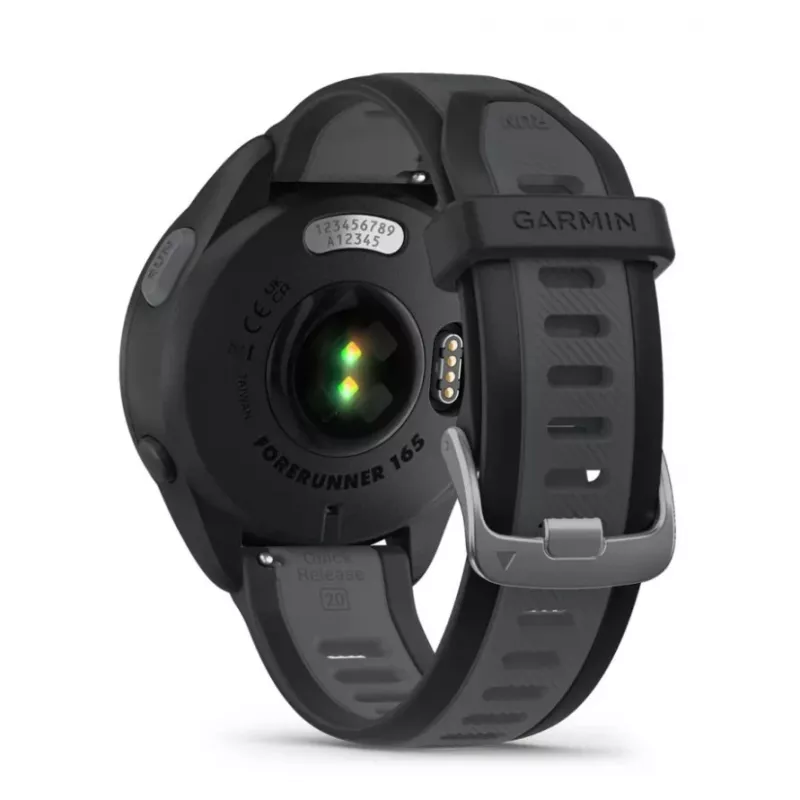 Garmin Forerunner 165 3.05 cm (1.2 colio) AMOLED 43 mm Skaitmeninis 390 x 390 pikselių Liečiamas ekranas Juodas GPS (palydovas)