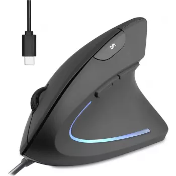 Perixx PERIMICE-513 C vertikali ergonominė pelė USB-C juoda dešiniarankiams