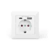 DIGITUS DA-70615 - Steckdosenauslass - 2P+E - Typ F, USB, USB Type C - mit Verschluss - 1 Steckdose, 2 USB-Anschlüsse - 2.8 A - weiß, RAL 9003