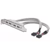 Laikiklio juostelė USB 2.0 HighSpeed 2xIDC (5pin)/4xUSB A M/F Pilka 0.25m
