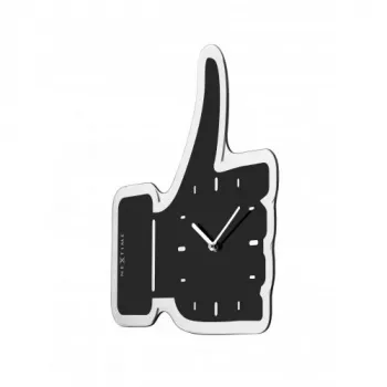 NeXtime 3072zw sieninis laikrodis Thumbs up, 40x41,5 cm, juodas/sidabrinis