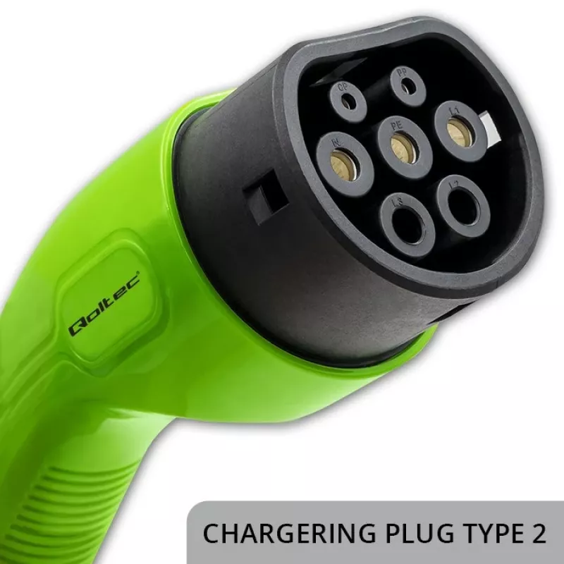 Qoltec Mobile EV Car Charger nešiojamas elektromobilio įkroviklis 2in1 Type2 | 3.5kW | 230V | Wi-Fi | LCD | 5m