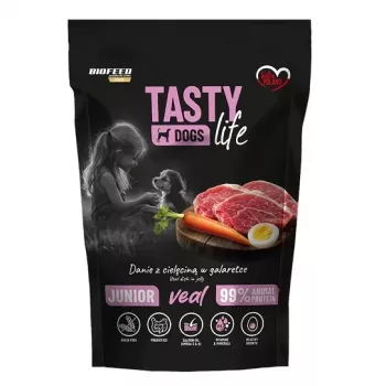 BIOFEED Tasty Dogs Life Junior Veal šlapias šunų ėdalas - 500g