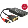 Adapterinis kabelis DVI 24+1 + USB-A / DisplayPort 20p DeLOCK 62596, 0,3 m
