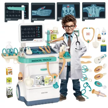 Extralink Toys interaktyvus gydytojo žaidimų rinkinys didelis medicininis vežimėlis