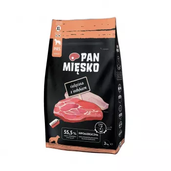 Sausas šunų maistas Pan Miesko Veršiena su Kalakutiena XL, Suaugusiems, 3 kg, 30% Baltymų, 20% Riebalų